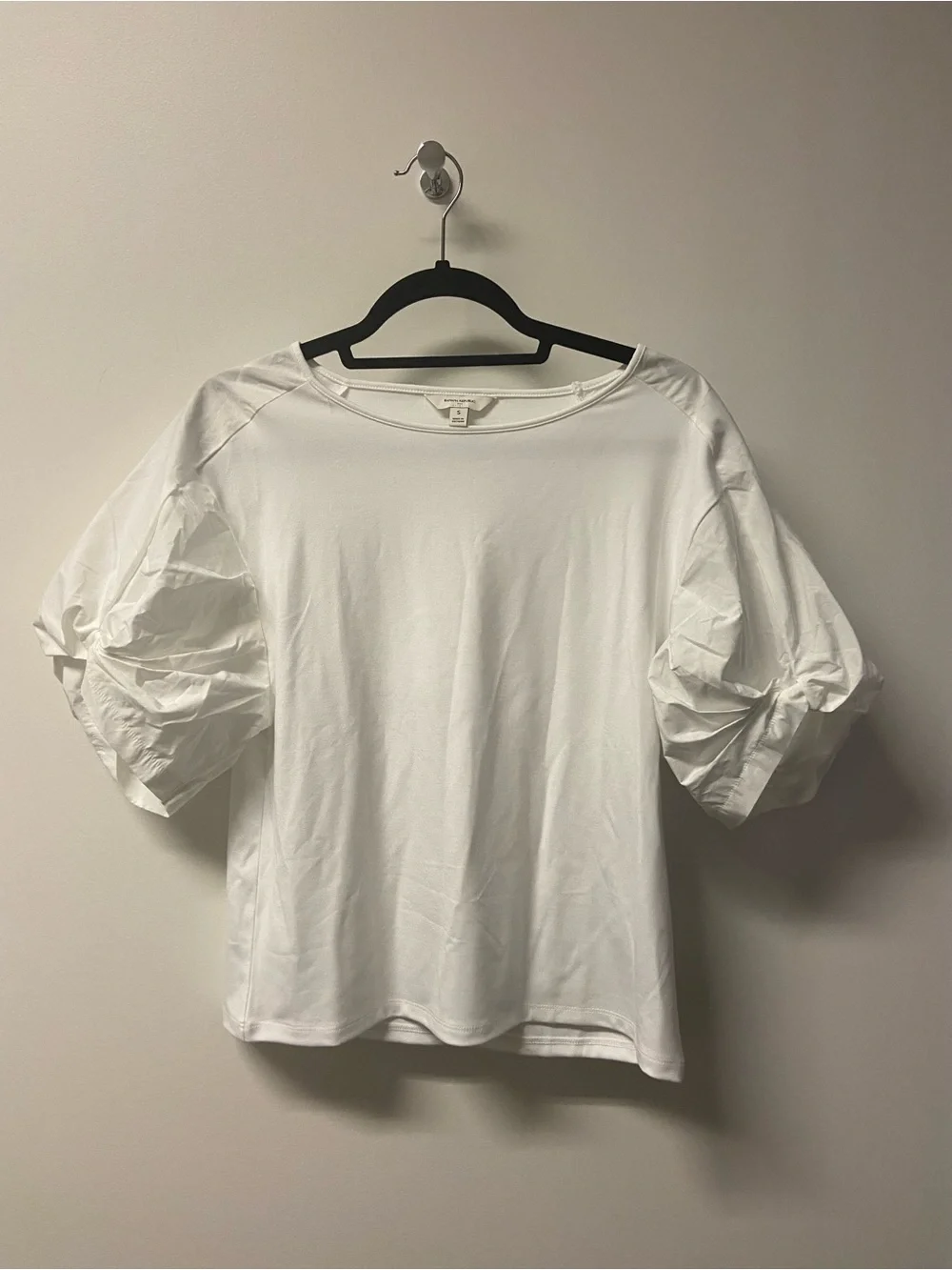 Banana Republic White Puff-Sleeve Boatneck Blouse